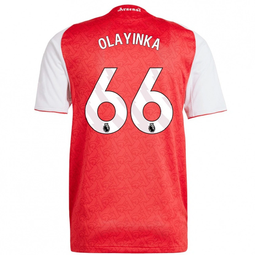Danxen Enfant Maillot James Olayinka #66 Rouge Blanc Tenues Domicile 2025/26 T-Shirt