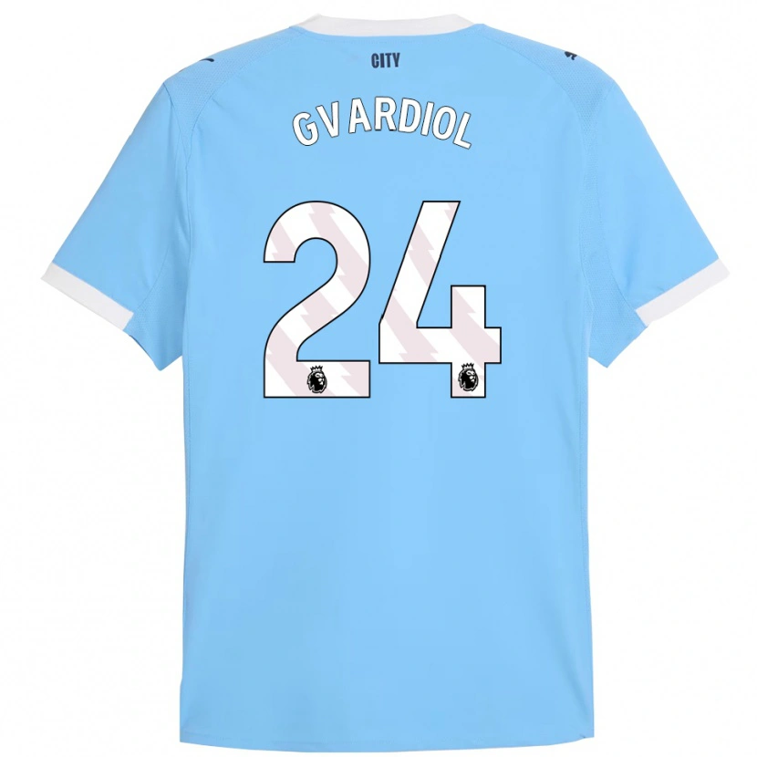 Danxen Enfant Maillot Josko Gvardiol #24 Bleu Ciel Blanc Tenues Domicile 2025/26 T-Shirt