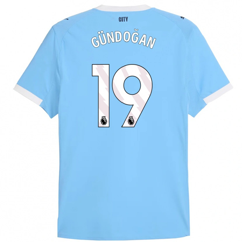 Danxen Enfant Maillot İlkay Gündoğan #19 Bleu Ciel Blanc Tenues Domicile 2025/26 T-Shirt
