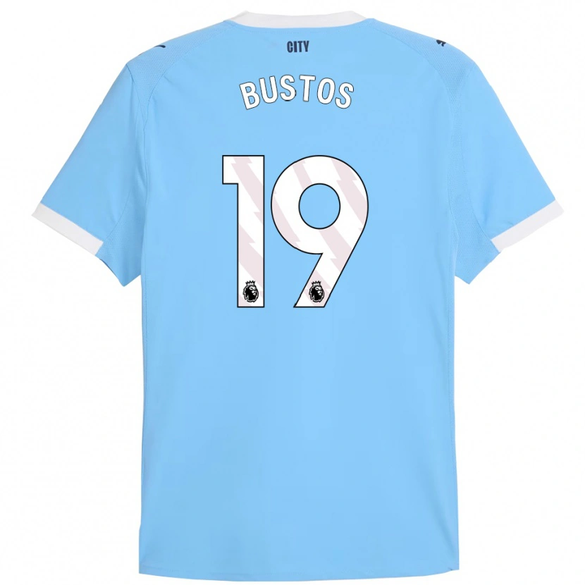 Danxen Enfant Maillot Nahuel Bustos #19 Bleu Ciel Blanc Tenues Domicile 2025/26 T-Shirt