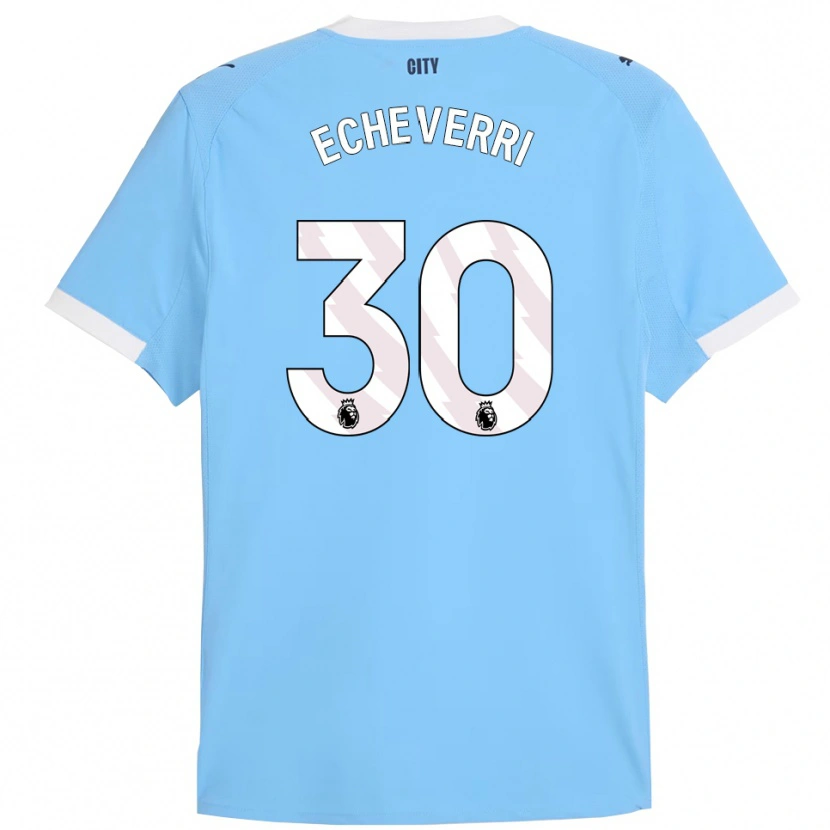 Danxen Enfant Maillot Claudio Echeverri #30 Bleu Ciel Blanc Tenues Domicile 2025/26 T-Shirt