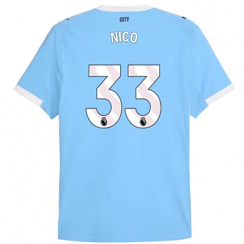 Danxen Enfant Maillot Nico O'reilly #33 Bleu Ciel Blanc Tenues Domicile 2025/26 T-Shirt
