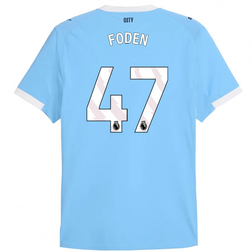 Danxen Enfant Maillot Phil Foden #47 Bleu Ciel Blanc Tenues Domicile 2025/26 T-Shirt