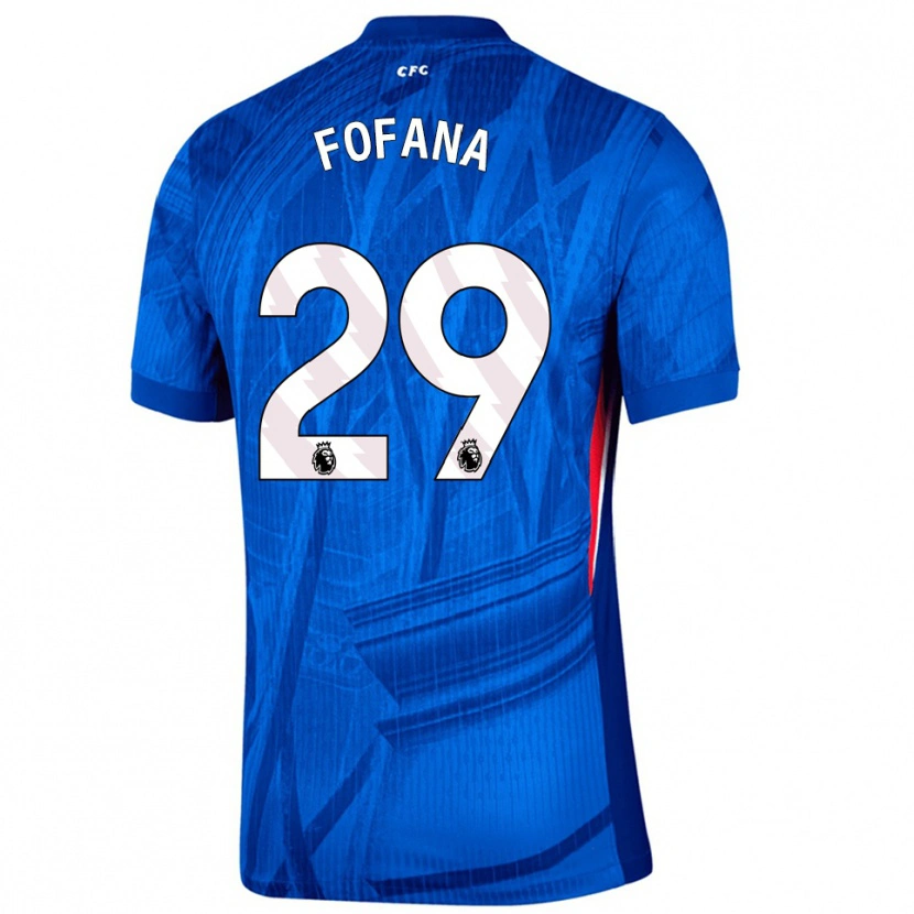 Danxen Enfant Maillot Wesley Fofana #29 Bleu Blanc Tenues Domicile 2025/26 T-Shirt