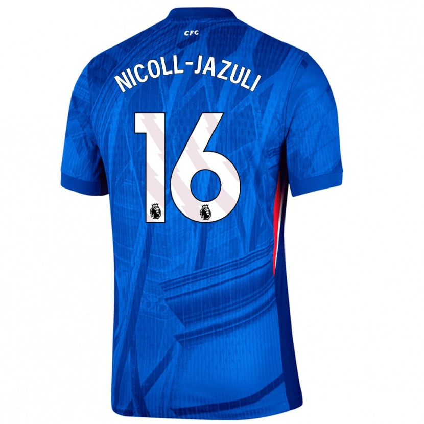 Danxen Enfant Maillot Mahdi Nicoll-Jazuli #16 Bleu Blanc Tenues Domicile 2025/26 T-Shirt