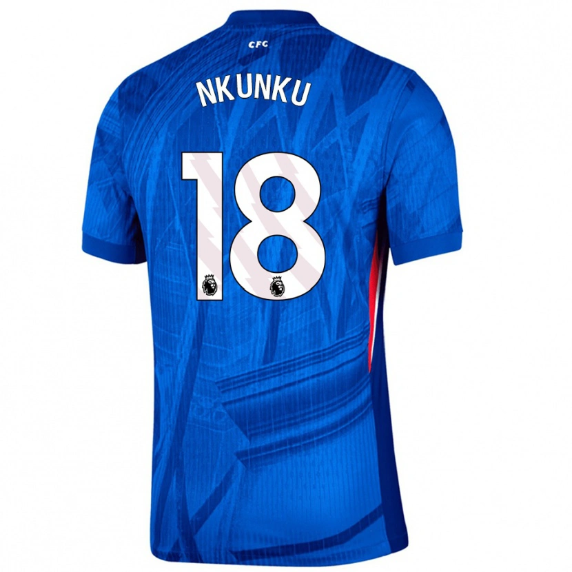 Danxen Enfant Maillot Christopher Nkunku #18 Bleu Blanc Tenues Domicile 2025/26 T-Shirt