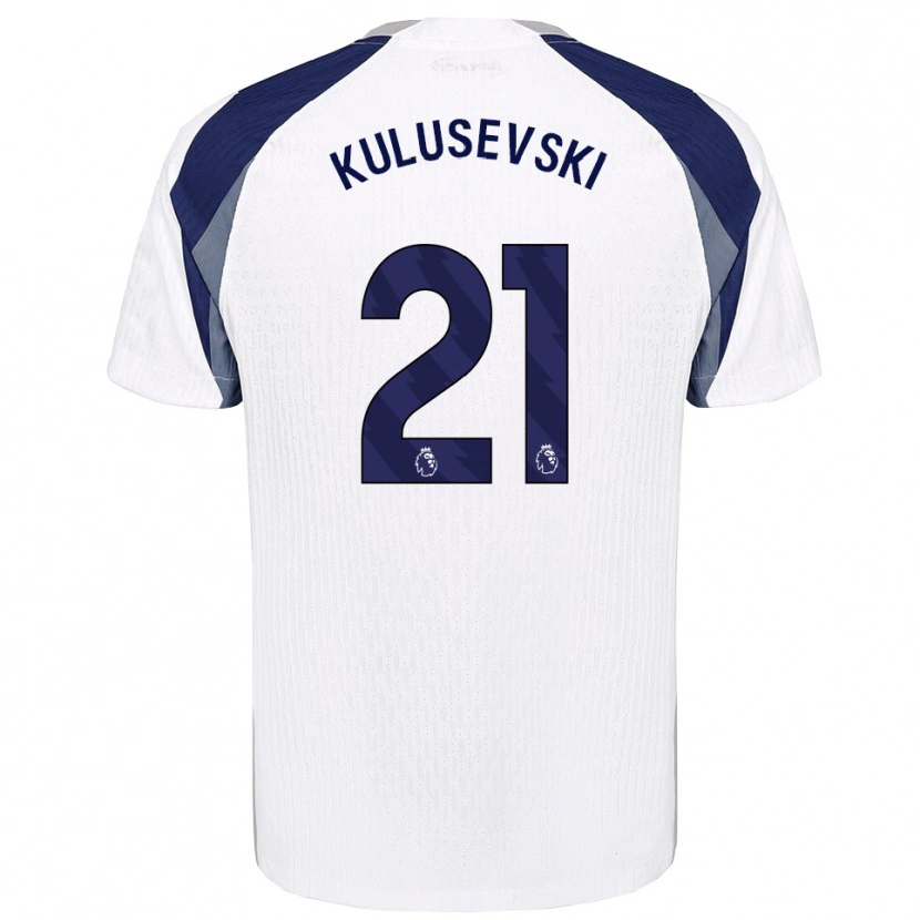 Danxen Enfant Maillot Dejan Kulusevski #21 Blanc Marine Tenues Domicile 2025/26 T-Shirt