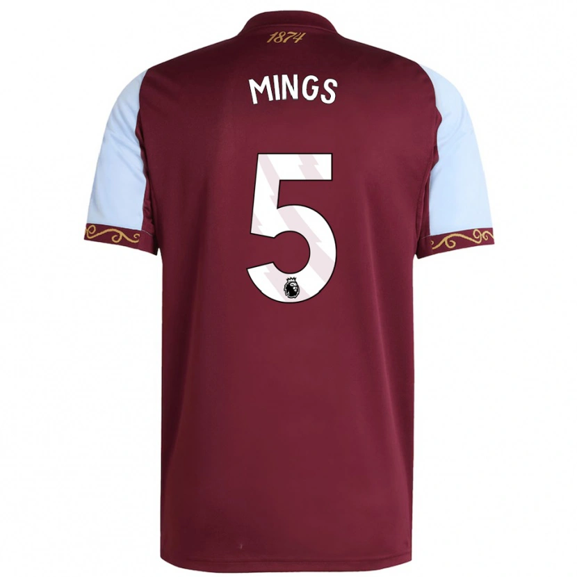Danxen Enfant Maillot Tyrone Mings #5 Bourgogne Bleu Ciel Tenues Domicile 2025/26 T-Shirt
