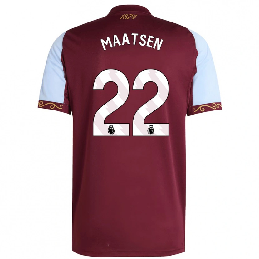 Danxen Enfant Maillot Ian Maatsen #22 Bourgogne Bleu Ciel Tenues Domicile 2025/26 T-Shirt