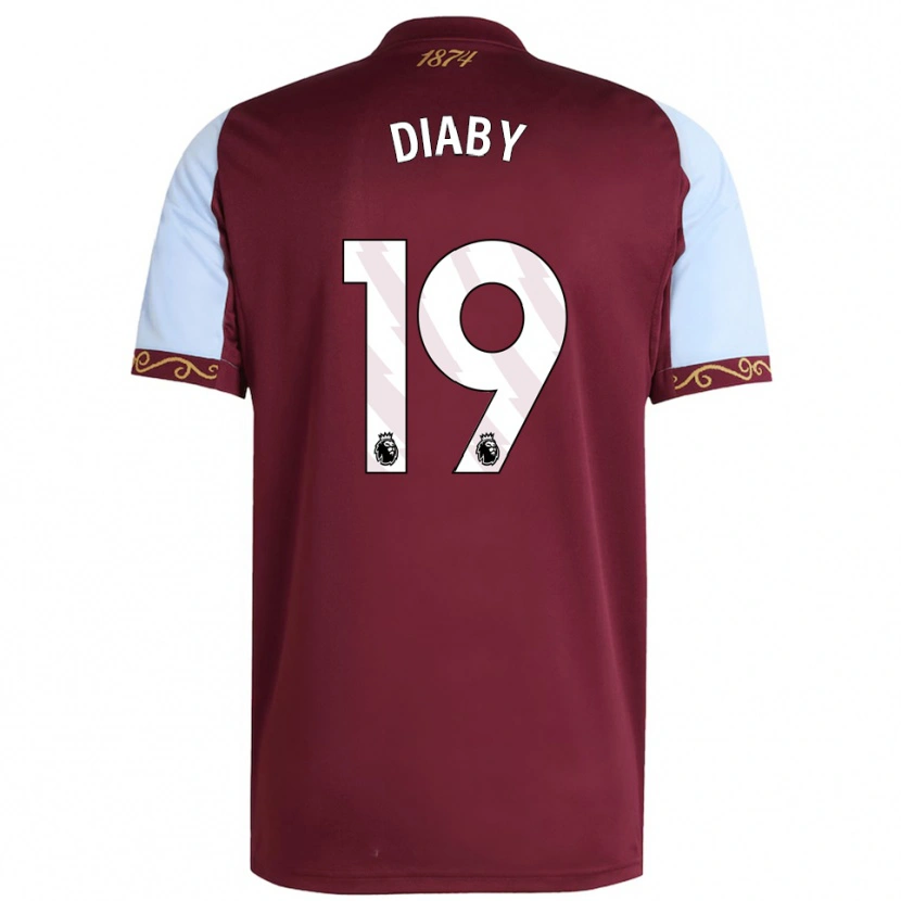 Danxen Enfant Maillot Moussa Diaby #19 Bourgogne Bleu Ciel Tenues Domicile 2025/26 T-Shirt