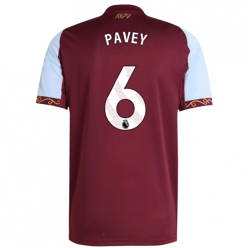 Danxen Enfant Maillot Charlie Pavey #6 Bourgogne Bleu Ciel Tenues Domicile 2025/26 T-Shirt