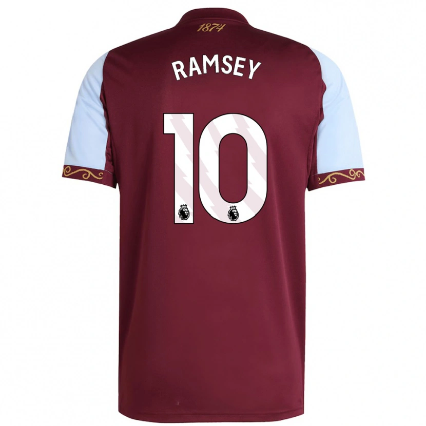 Danxen Enfant Maillot Cole Ramsey #10 Bourgogne Bleu Ciel Tenues Domicile 2025/26 T-Shirt