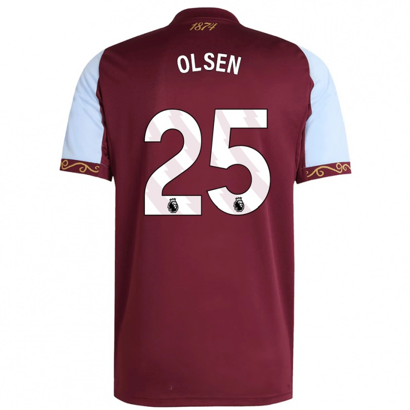 Danxen Enfant Maillot Robin Olsen #25 Bourgogne Bleu Ciel Tenues Domicile 2025/26 T-Shirt