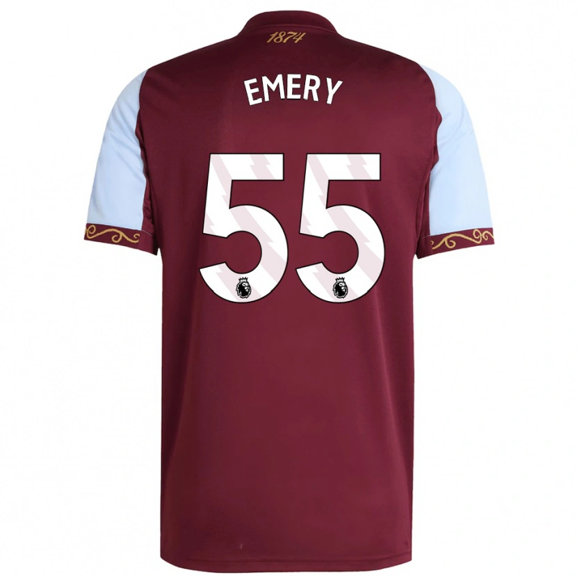 Danxen Enfant Maillot Lander Emery #55 Bourgogne Bleu Ciel Tenues Domicile 2025/26 T-Shirt