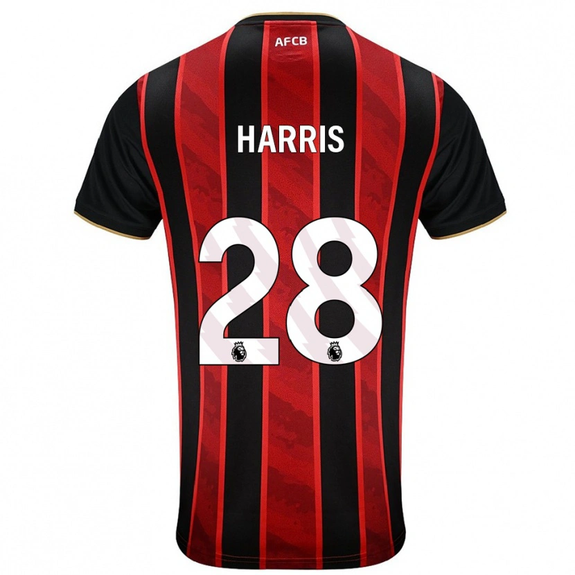 Danxen Enfant Maillot Charlotte Harris #28 Rouge Noir Tenues Domicile 2025/26 T-Shirt