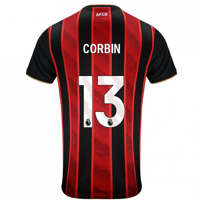 Danxen Enfant Maillot Helen Corbin #13 Rouge Noir Tenues Domicile 2025/26 T-Shirt