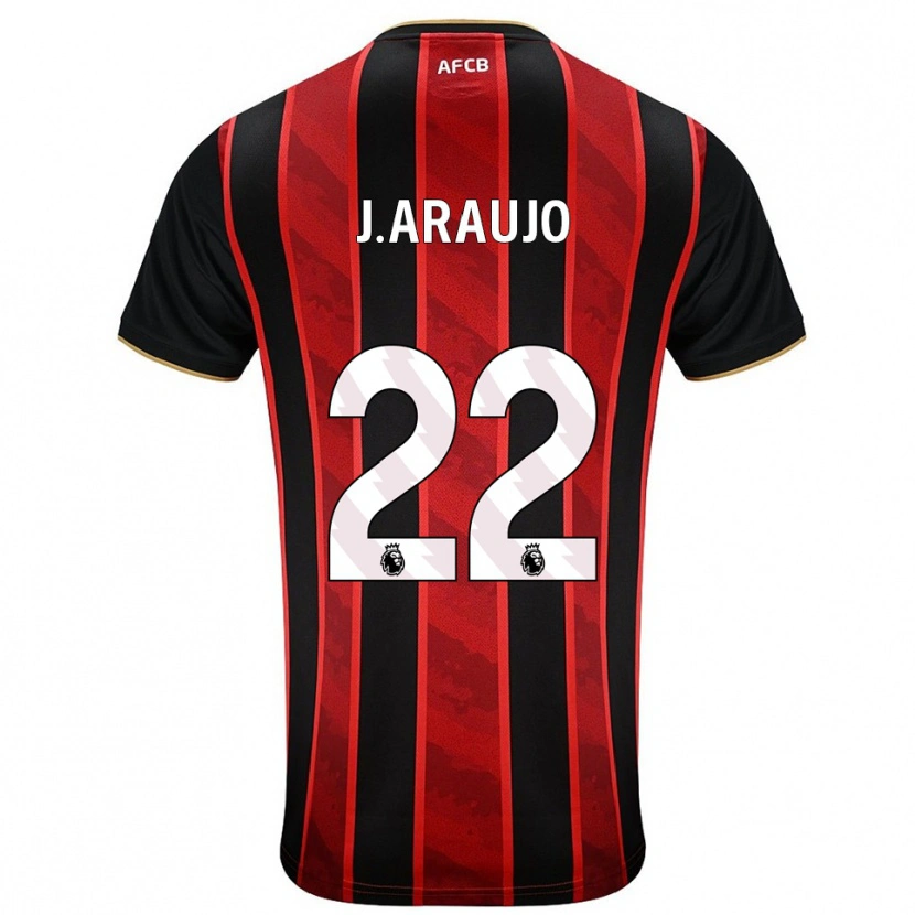 Danxen Enfant Maillot Julián Araujo #22 Rouge Noir Tenues Domicile 2025/26 T-Shirt