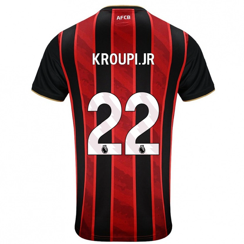 Danxen Enfant Maillot Eli Junior Kroupi #22 Rouge Noir Tenues Domicile 2025/26 T-Shirt