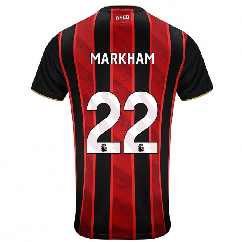 Danxen Enfant Maillot Jenna Markham #22 Rouge Noir Tenues Domicile 2025/26 T-Shirt