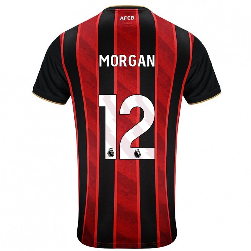 Danxen Enfant Maillot Ollie Morgan #12 Rouge Noir Tenues Domicile 2025/26 T-Shirt