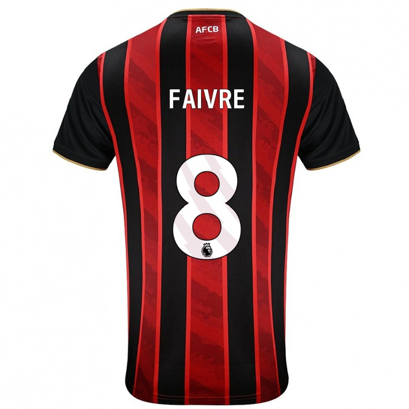 Danxen Enfant Maillot Romain Faivre #8 Rouge Noir Tenues Domicile 2025/26 T-Shirt