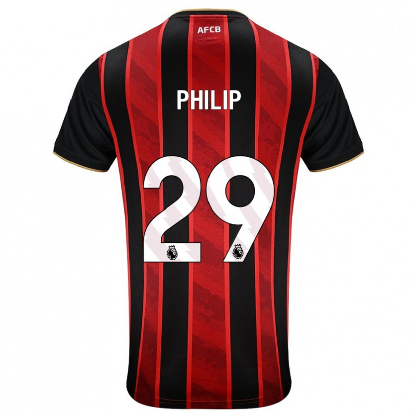 Danxen Enfant Maillot Philip Billing #29 Rouge Noir Tenues Domicile 2025/26 T-Shirt
