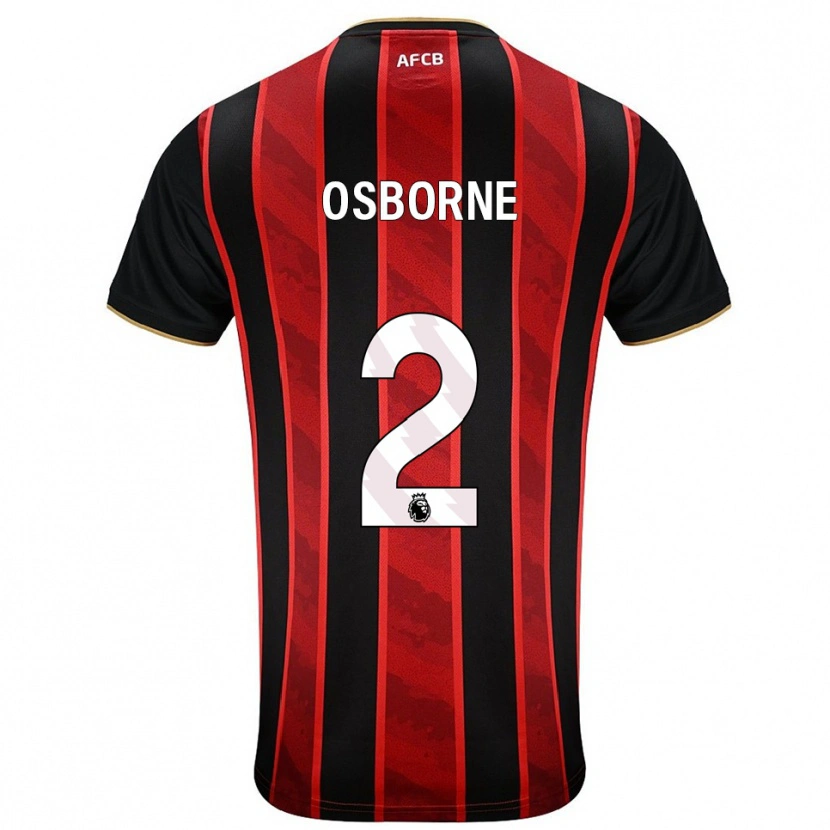 Danxen Enfant Maillot Charlie Osborne #2 Rouge Noir Tenues Domicile 2025/26 T-Shirt