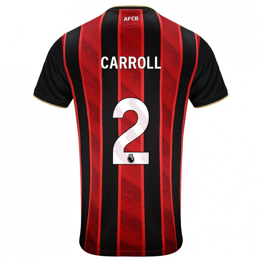 Danxen Enfant Maillot Ryan Carroll #2 Rouge Noir Tenues Domicile 2025/26 T-Shirt