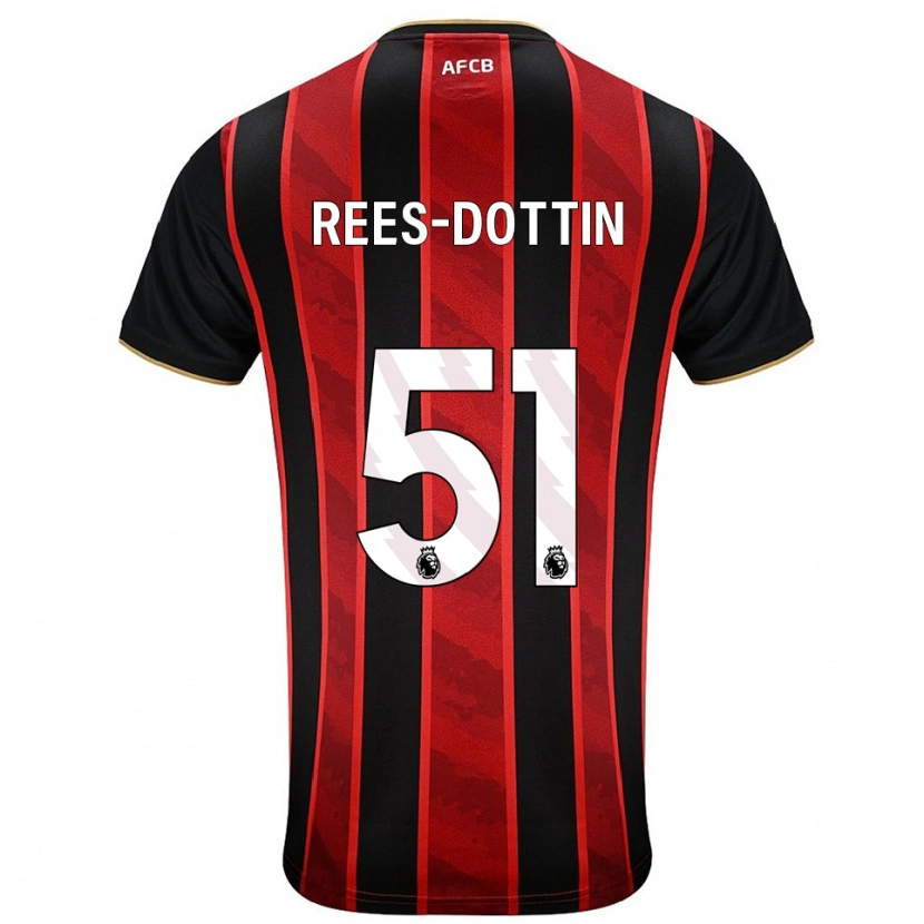 Danxen Enfant Maillot Remy Rees-Dottin #51 Rouge Noir Tenues Domicile 2025/26 T-Shirt