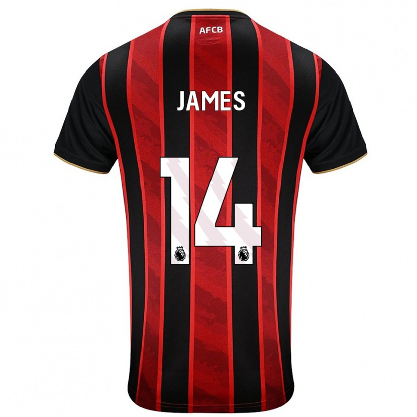 Danxen Enfant Maillot Katie James #14 Rouge Noir Tenues Domicile 2025/26 T-Shirt