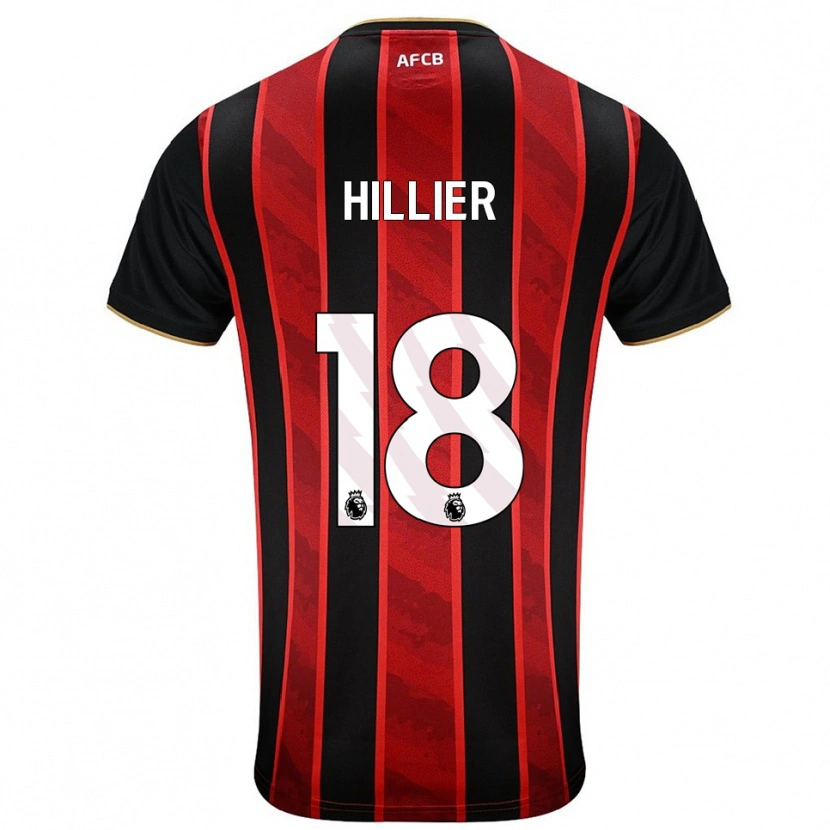 Danxen Enfant Maillot Gemma Hillier #18 Rouge Noir Tenues Domicile 2025/26 T-Shirt