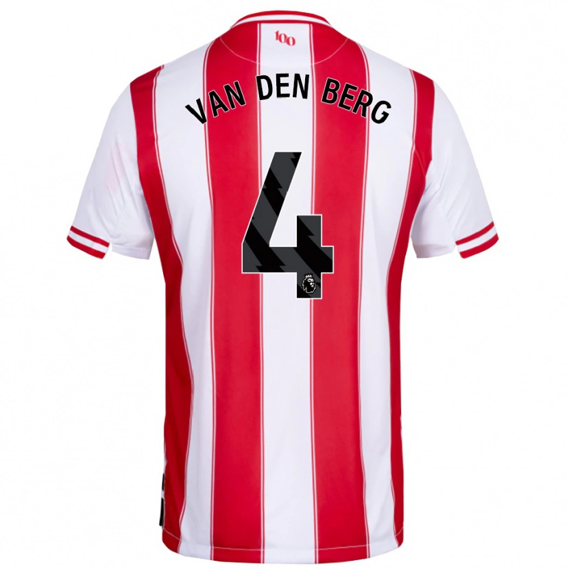 Danxen Enfant Maillot Sepp Van Den Berg #4 Rouge Blanc Tenues Domicile 2025/26 T-Shirt