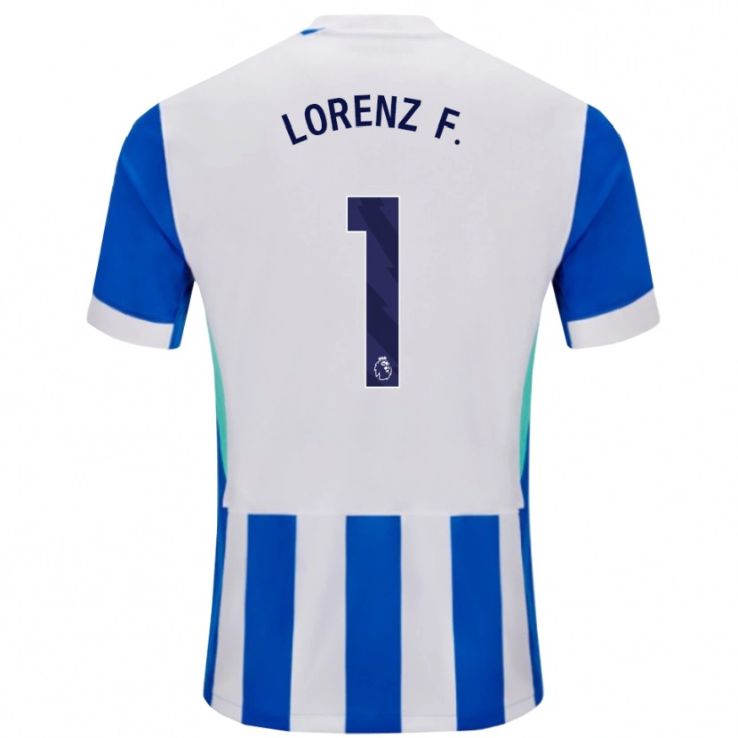 Danxen Enfant Maillot Lorenz Ferdinand #1 Bleu Blanc Tenues Domicile 2025/26 T-Shirt
