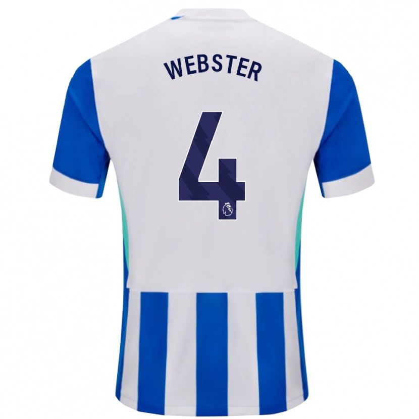 Danxen Enfant Maillot Adam Webster #4 Bleu Blanc Tenues Domicile 2025/26 T-Shirt