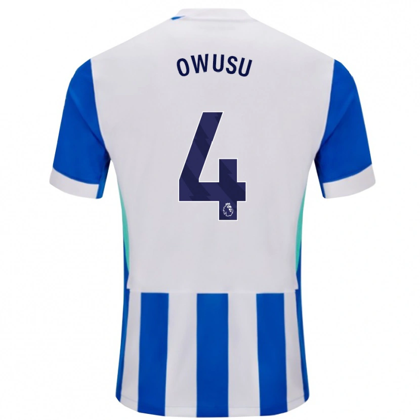 Danxen Enfant Maillot Yussif Owusu #4 Bleu Blanc Tenues Domicile 2025/26 T-Shirt