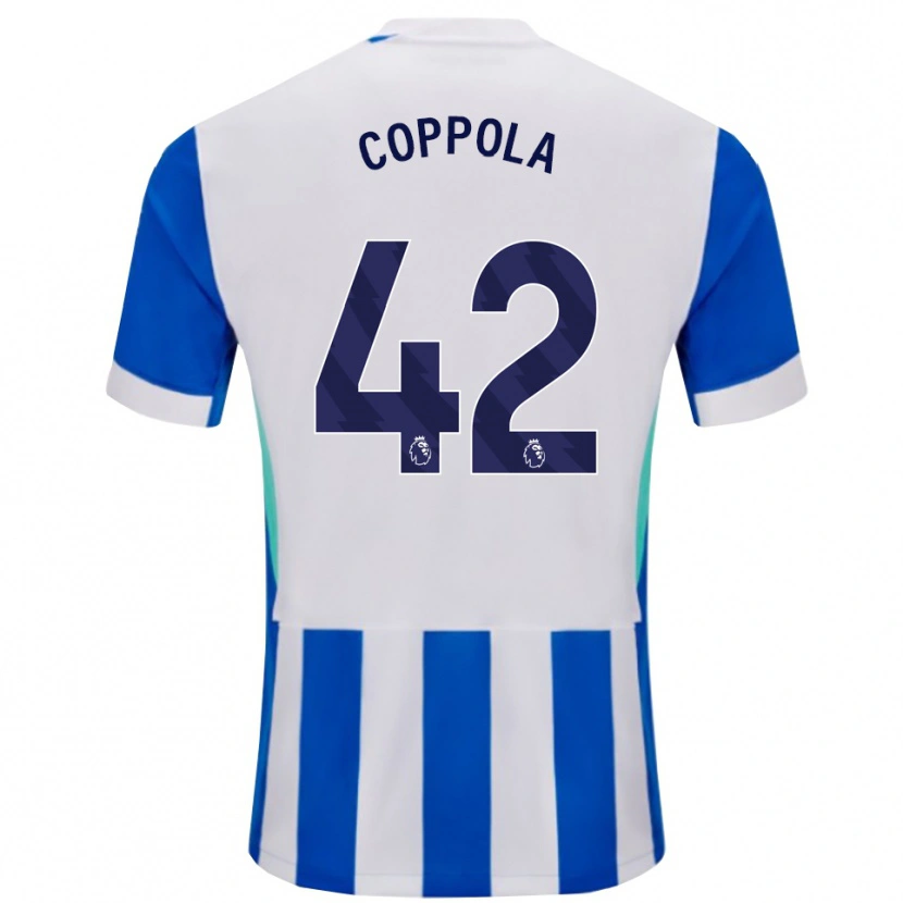 Danxen Enfant Maillot Diego Coppola #42 Bleu Blanc Tenues Domicile 2025/26 T-Shirt