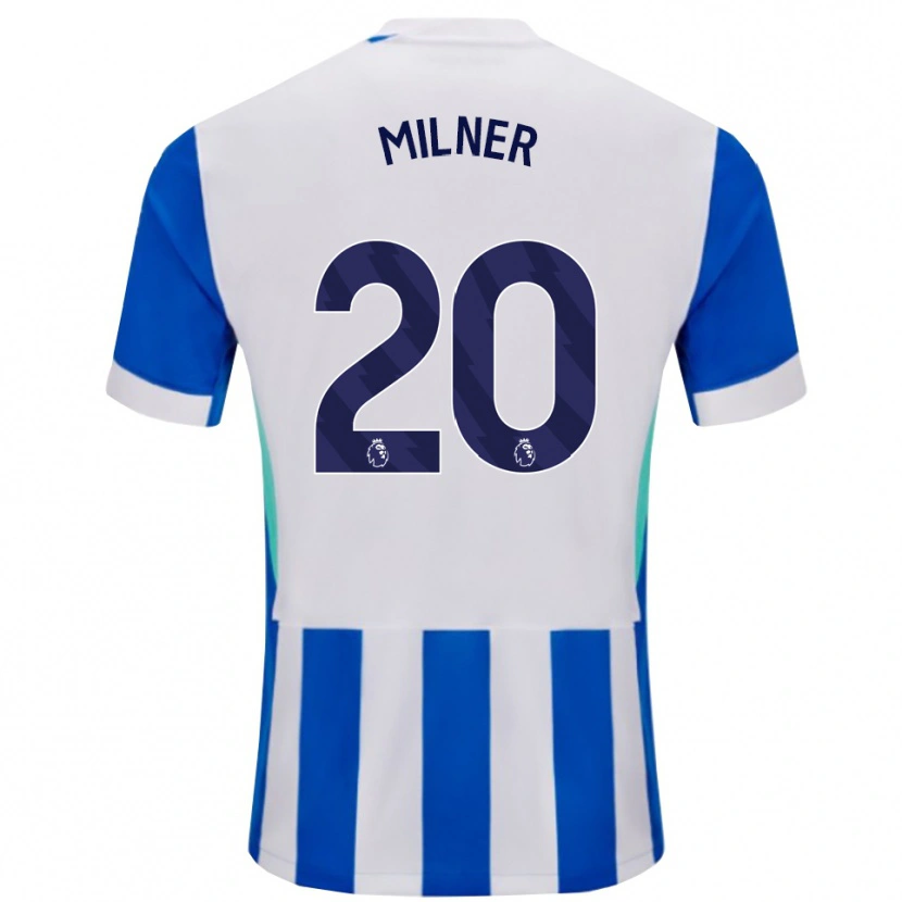 Danxen Enfant Maillot James Milner #20 Bleu Blanc Tenues Domicile 2025/26 T-Shirt