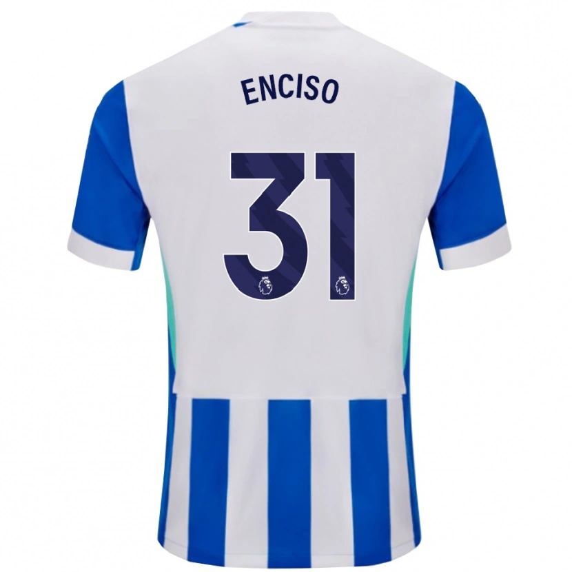 Danxen Enfant Maillot Julio Enciso #31 Bleu Blanc Tenues Domicile 2025/26 T-Shirt