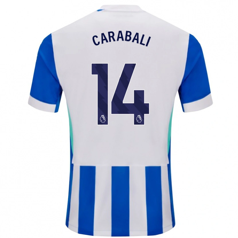 Danxen Enfant Maillot Jorelyn Andrea Carabalí Martínez #14 Bleu Blanc Tenues Domicile 2025/26 T-Shirt