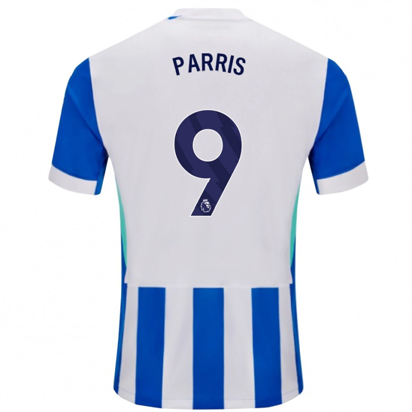 Danxen Enfant Maillot Nikita Parris #9 Bleu Blanc Tenues Domicile 2025/26 T-Shirt