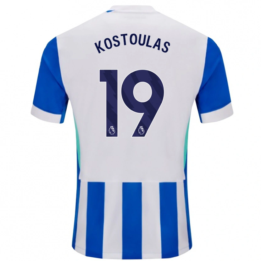 Danxen Enfant Maillot Charalampos Kostoulas #19 Bleu Blanc Tenues Domicile 2025/26 T-Shirt