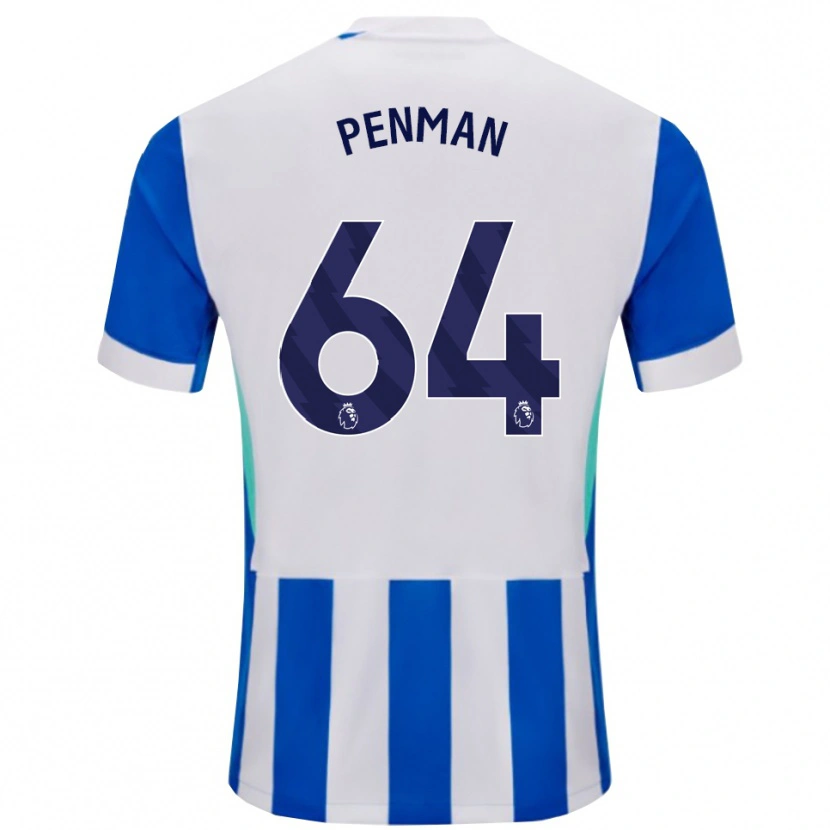 Danxen Enfant Maillot Charlie Penman #64 Bleu Blanc Tenues Domicile 2025/26 T-Shirt