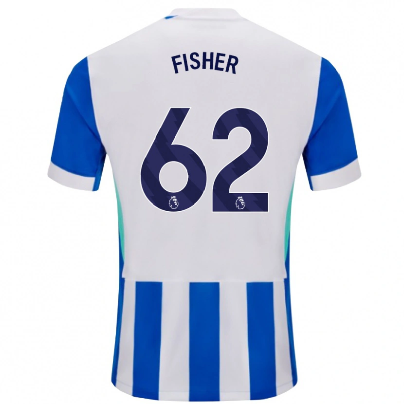 Danxen Enfant Maillot Hugo Fisher #62 Bleu Blanc Tenues Domicile 2025/26 T-Shirt