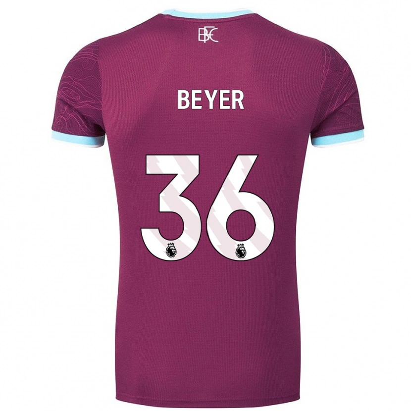 Danxen Enfant Maillot Jordan Beyer #36 Bourgogne Bleu Ciel Tenues Domicile 2025/26 T-Shirt