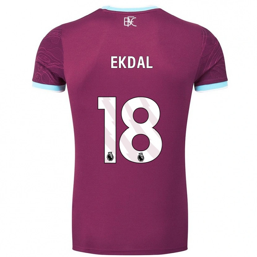 Danxen Enfant Maillot Hjalmar Ekdal #18 Bourgogne Bleu Ciel Tenues Domicile 2025/26 T-Shirt