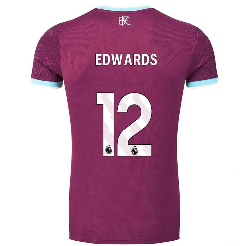 Danxen Enfant Maillot Connor Edwards #12 Bourgogne Bleu Ciel Tenues Domicile 2025/26 T-Shirt