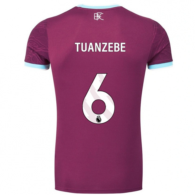 Danxen Enfant Maillot Axel Tuanzebe #6 Bourgogne Bleu Ciel Tenues Domicile 2025/26 T-Shirt