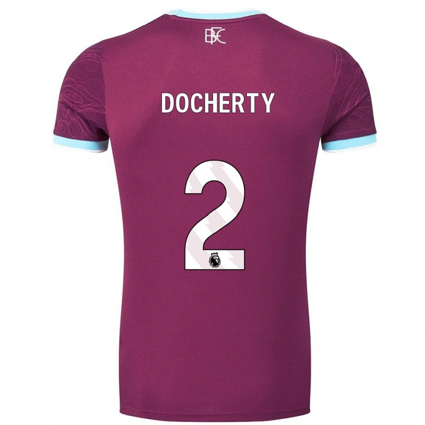Danxen Enfant Maillot Charley Docherty #2 Bourgogne Bleu Ciel Tenues Domicile 2025/26 T-Shirt
