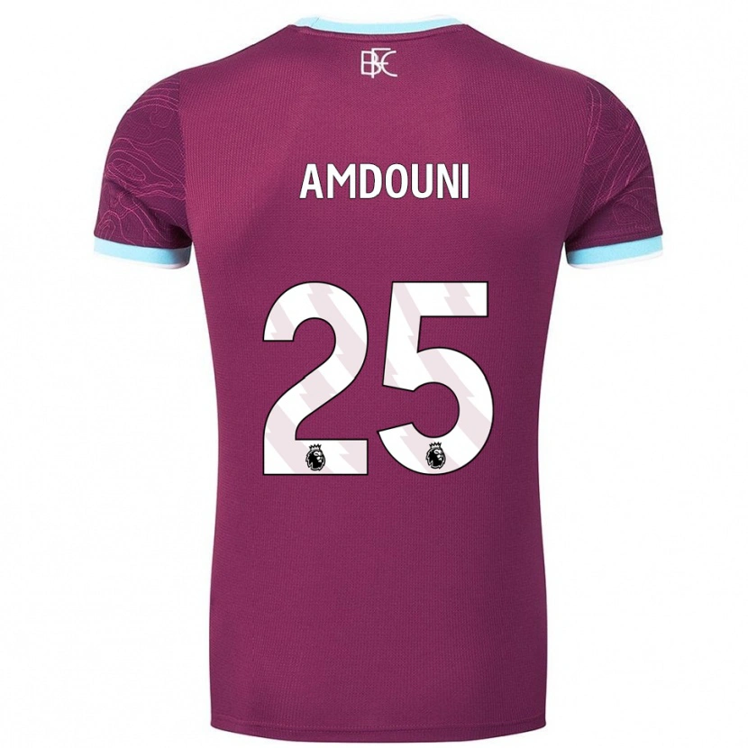 Danxen Enfant Maillot Zeki Amdouni #25 Bourgogne Bleu Ciel Tenues Domicile 2025/26 T-Shirt