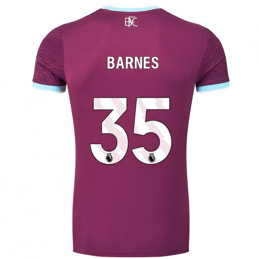 Danxen Enfant Maillot Ashley Barnes #35 Bourgogne Bleu Ciel Tenues Domicile 2025/26 T-Shirt